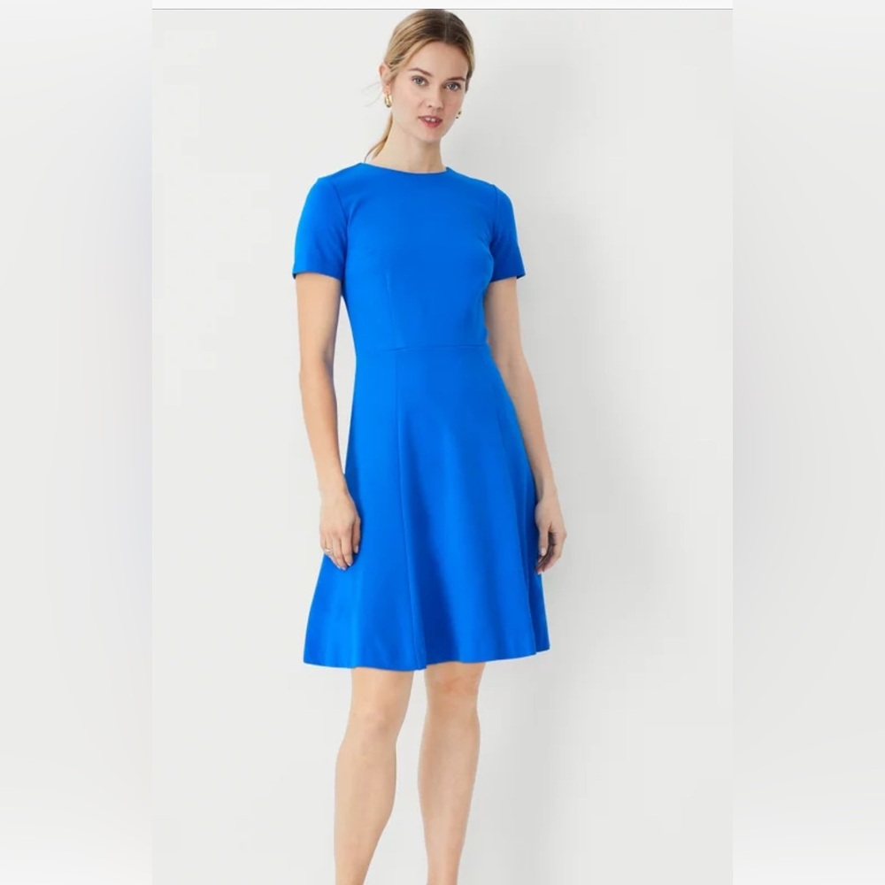 Ann Taylor Paneled Flare Dress in Intense Lapis